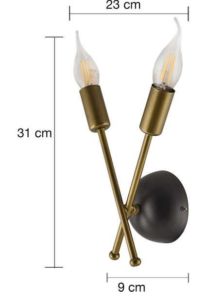 Cruz Dekoratif Eskitme Metal Duvar Aplik Modern Iç Mekan (Rustik LED Ampuller Dahildir!!!)