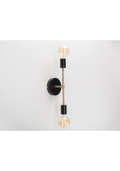 Retro,vintage,rustik Siyah 2 x E27 Duylu Metal Ayna Üstü Duvar Aplik