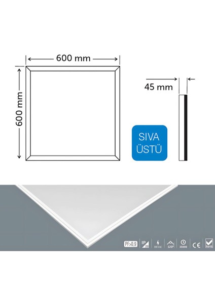 Inoled 60 x 60 cm Backlıght Sıva Üstü LED Panel 40WATT - Lumıa 4472-03 Doğal Beyaz Işık fırsatları