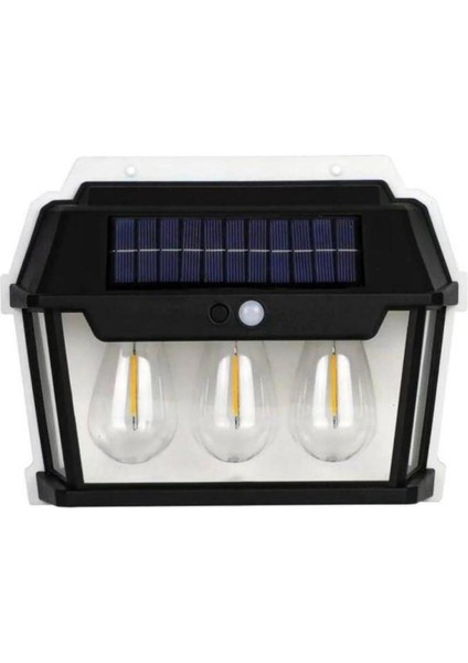 618-3 Üçlü Solar Rustik Duvar Apliği Güneş Enerjili Sensörlü Solar Aplik