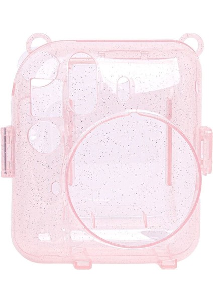 Instax Mini 12 Makine Uyumlu Pembe Simli Pleksi Kılıf