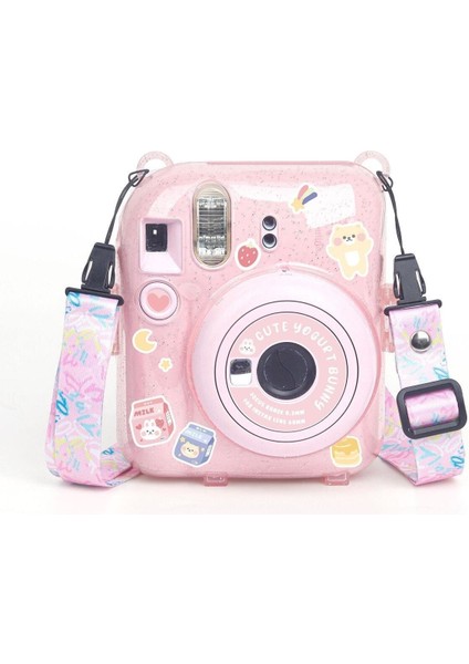 Instax Mini 12 Makine Uyumlu Pembe Simli Pleksi Kılıf fırsatları