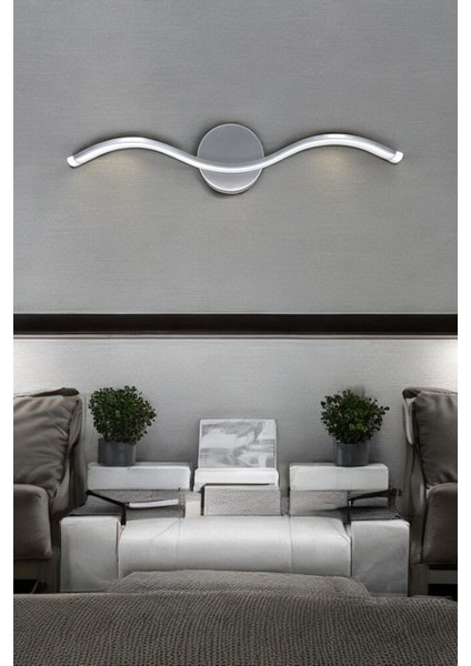 Wave Modern Tasarım Gri Renk Gün Işığı Ledli Banyo - Mutfak - Salon LED Duvar Aplik
