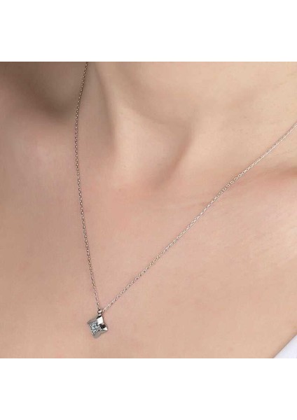 Swarovski Taşlı Gümüş Dörtgen Bayan Kolye fiyatları