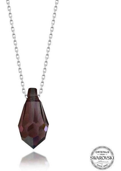 Swarovski Crystal Taşlı Ametist Gümüş Kadın Kolye