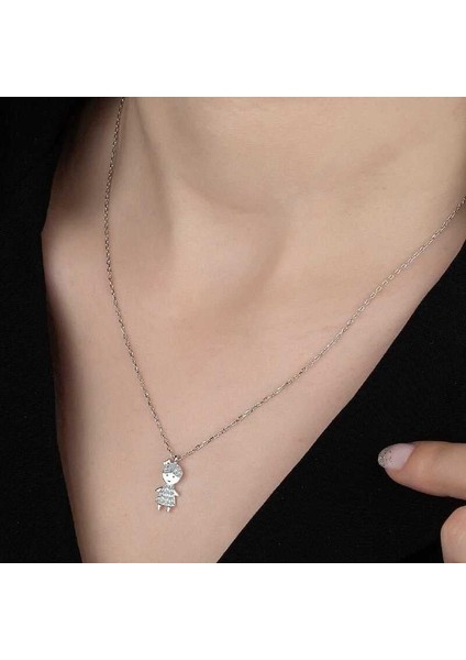 Swarovski Taşlı Gümüş Çocuk Bayan Kolye