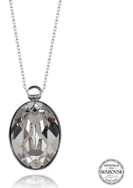 Swarovski Crystal Taşlı Oval Gümüş Kadın Kolye