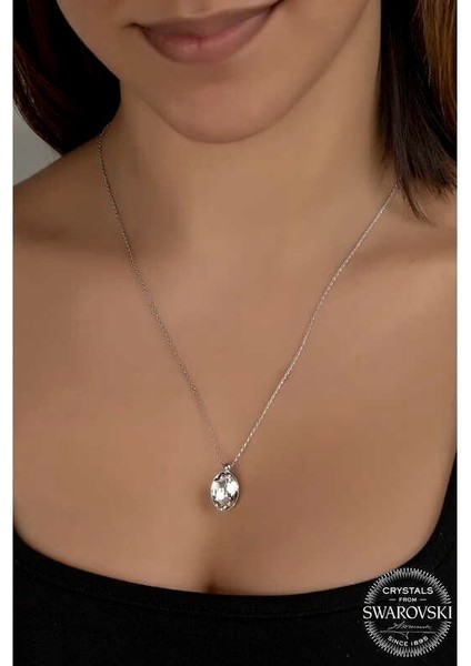 Swarovski Crystal Taşlı Oval Gümüş Kadın Kolye fiyatları