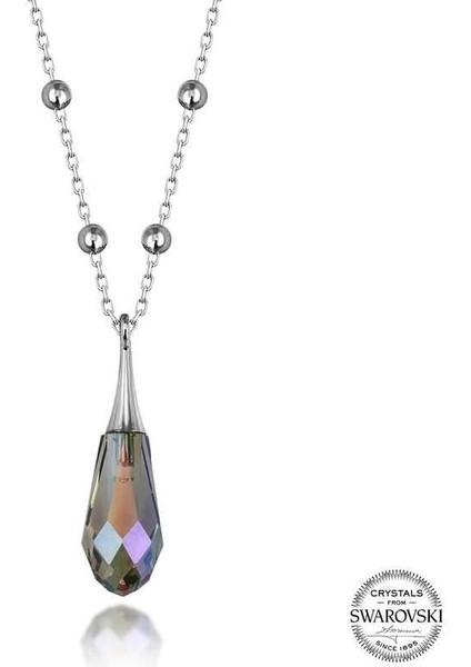 Swarovski Crystal Taşlı Ametist Top Zincir Gümüş Kadın Kolye