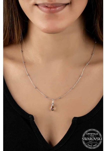 Swarovski Crystal Taşlı Ametist Top Zincir Gümüş Kadın Kolye fiyatları