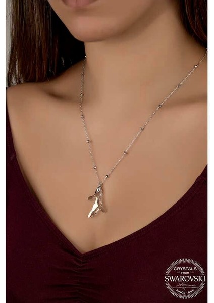 Swarovski Crystal Taşlı Top Zincir Mercan Gümüş Kadın Kolye fiyatları