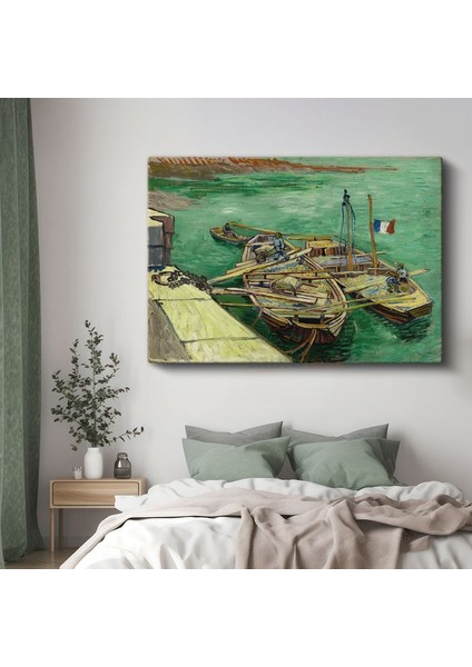 Vincent Van Gogh - Rhône Nehri Üzerinde Tekneler Kanvas Tablo