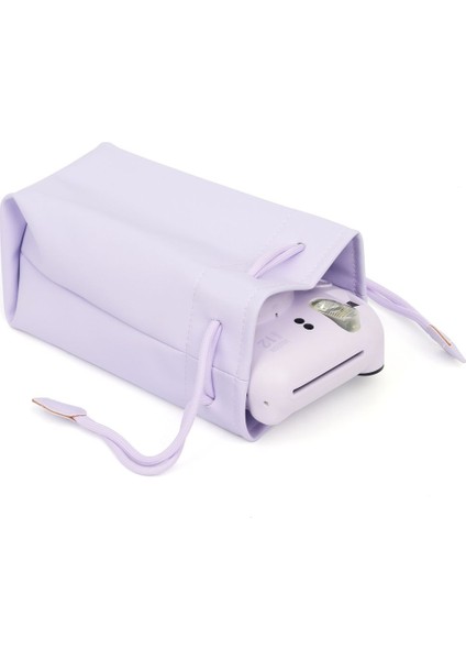 Instax Mini 12 11 10 9 ve Tüm Instax Mini Makineler ile Uyumlu Büzgülü Kılıf Mor