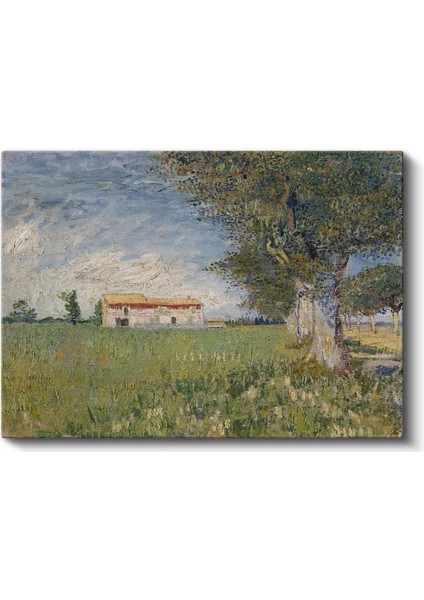 Vincent Van Gogh - Buğday Tarlasında Çiftlik Evi Kanvas Tablo fiyatları