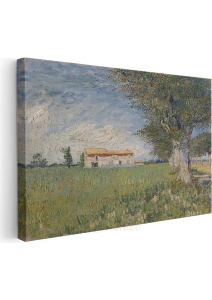 Vincent Van Gogh - Buğday Tarlasında Çiftlik Evi Kanvas Tablo modelleri