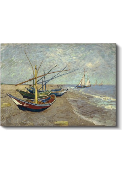 Vincent Van Gogh - Saintes-Maries'deki Plajda Balıkçı Tekneleri Kanvas Tablo
