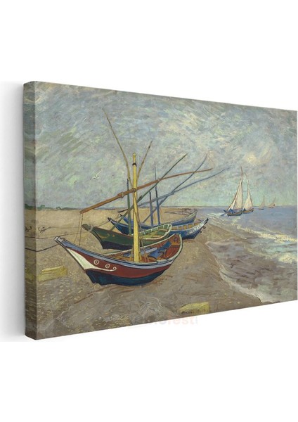Vincent Van Gogh - Saintes-Maries'deki Plajda Balıkçı Tekneleri Kanvas Tablo