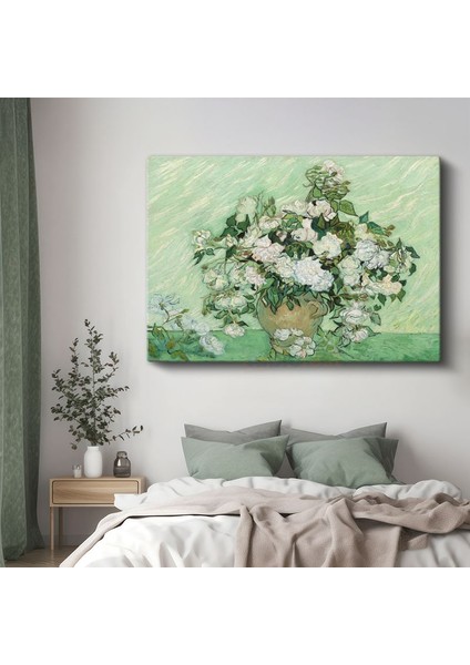Vincent Van Gogh - Vazoda Beyaz Güller Kanvas Tablo