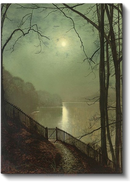 John Atkinson Grimshaw - Göl Kenarında Ay Işığı Kanvas Tablo