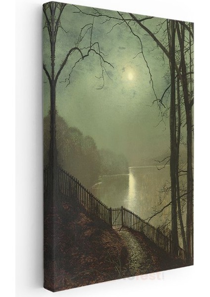 John Atkinson Grimshaw - Göl Kenarında Ay Işığı Kanvas Tablo