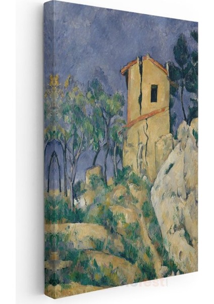 Paul Cézanne - Sarı Ev ve Kayalıklar Kanvas Tablo
