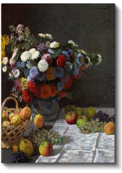 Claude Monet - Çiçekler ve Meyveler Natürmortu Kanvas Tablo