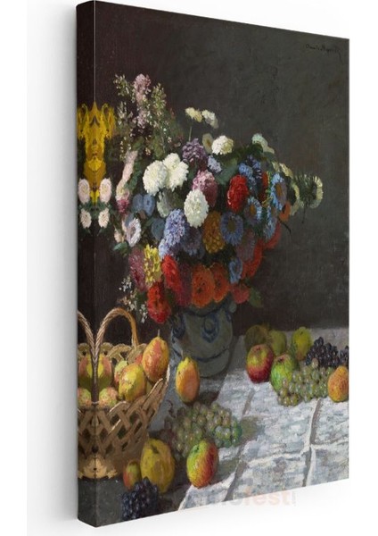 Claude Monet - Çiçekler ve Meyveler Natürmortu Kanvas Tablo