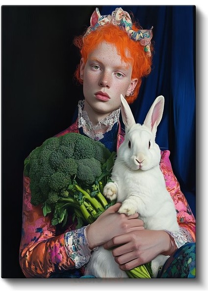Tim Walker - Tavşanlı Portre Kanvas Tablo