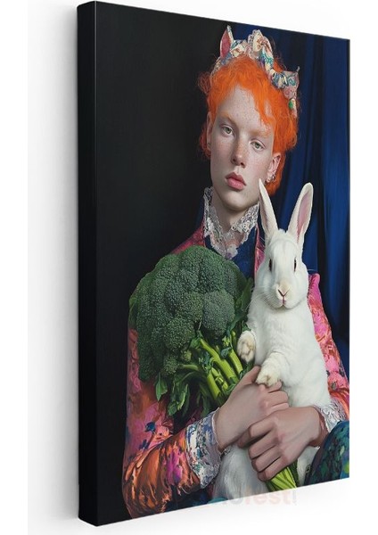 Tim Walker - Tavşanlı Portre Kanvas Tablo