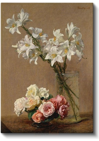 Henri Fantin-Latour - Zambak ve Güller Kanvas Tablo