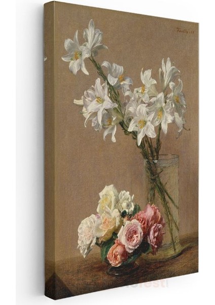 Henri Fantin-Latour - Zambak ve Güller Kanvas Tablo