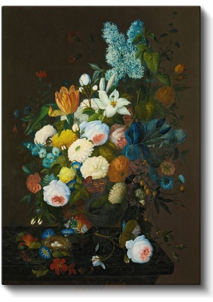 Jan Davidsz De Heem - Bahar Çiçekleri Natürmortu Kanvas Tablo
