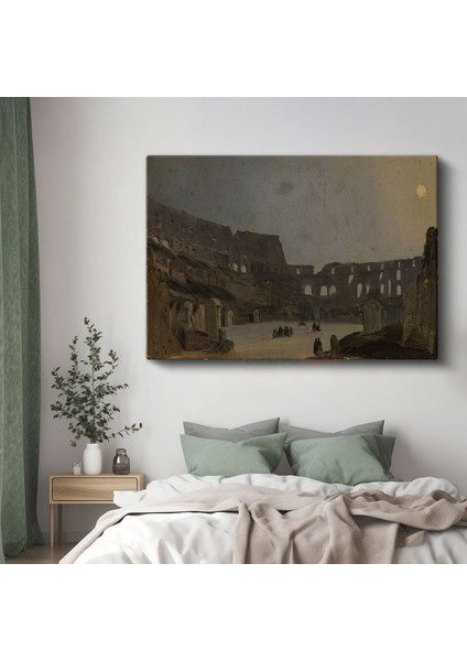 Ippolito Caffi - Colosseum Gece Görünümü Kanvas Tablo
