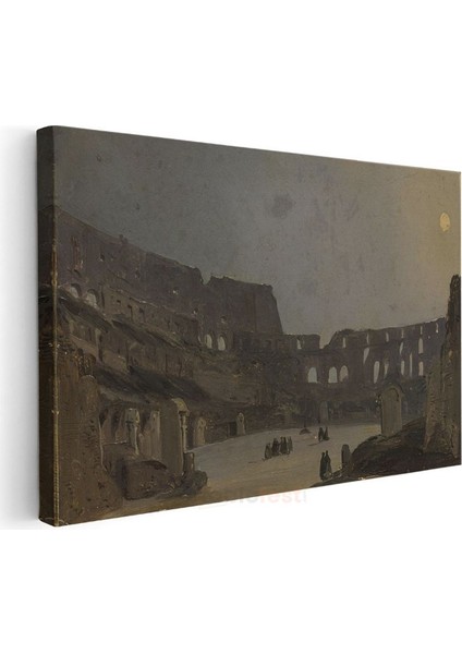 Ippolito Caffi - Colosseum Gece Görünümü Kanvas Tablo
