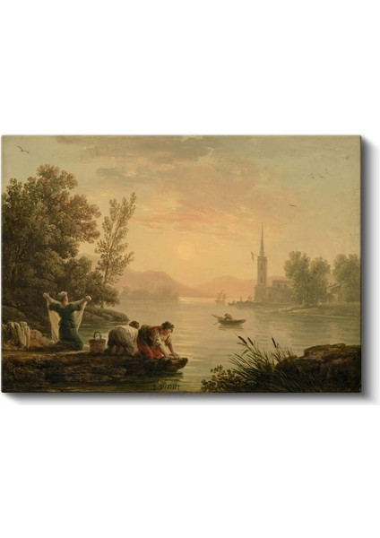 Richard Parkes Bonington - Günbatımında Çamaşır Yıkayanlar Kanvas Tablo fiyatları