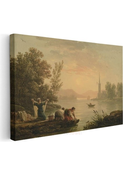 Richard Parkes Bonington - Günbatımında Çamaşır Yıkayanlar Kanvas Tablo modelleri