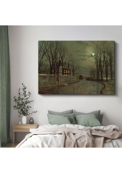 John Atkinson Grimshaw - Ay Işığında Kış Manzarası Kanvas Tablo