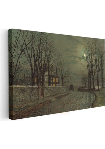John Atkinson Grimshaw - Ay Işığında Kış Manzarası Kanvas Tablo