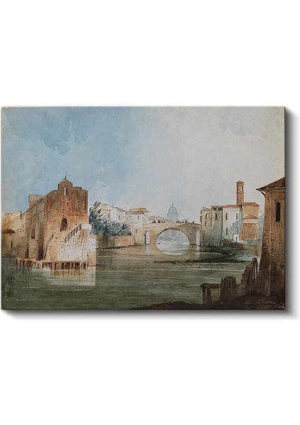 J.m.w. Turner - Italya Nehir ve Köprü Manzarası Kanvas Tablo