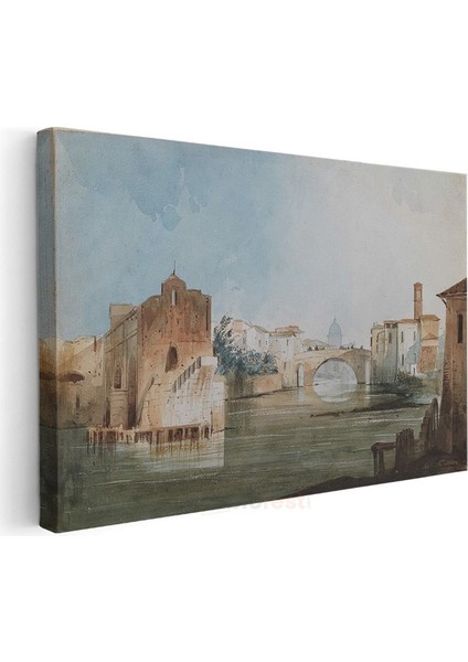 J.m.w. Turner - Italya Nehir ve Köprü Manzarası Kanvas Tablo