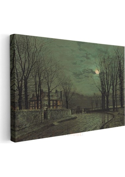 John Atkinson Grimshaw - Ay Işığında Malikane Kanvas Tablo modelleri