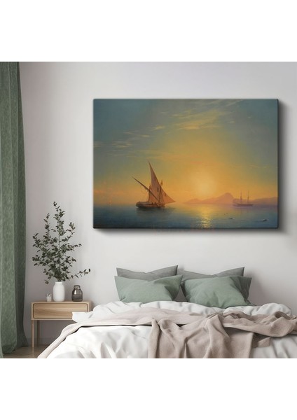 Ivan Aivazovsky - Altın Günbatımında Yelkenliler Kanvas Tablo