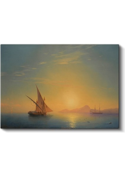 Ivan Aivazovsky - Altın Günbatımında Yelkenliler Kanvas Tablo