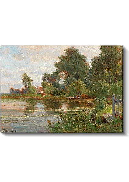Henri Harpignies - Nehir Kıyısı Kanvas Tablo