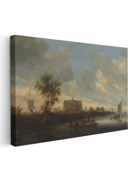 Jan Van Goyen - Nehir Kıyısında Kilise Manzarası Kanvas Tablo modelleri