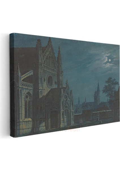 Karl Friedrich Schinkel - Ay Işığında Katedral Kanvas Tablo modelleri