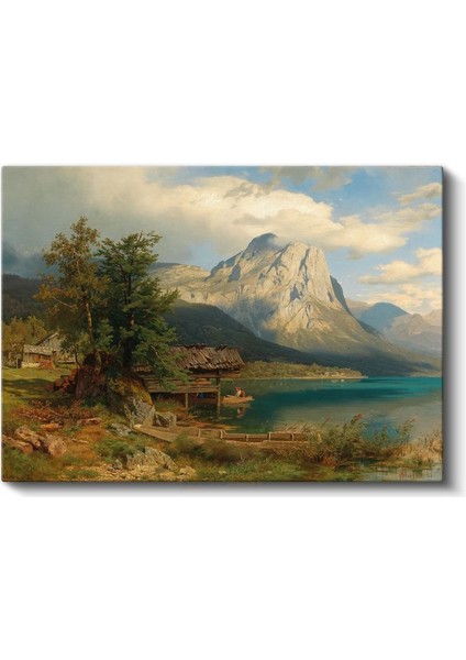 Albert Bierstadt - Dağ Gölü Manzarası Kanvas Tablo
