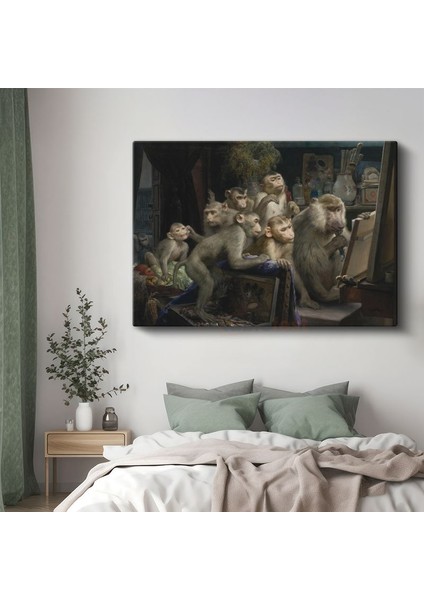 Gabriel Von Max - Maymun Eleştirmenler Kanvas Tablo