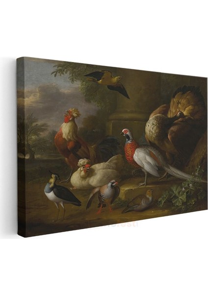Melchior D'hondecoeter - Avluda Kümes Hayvanları Kanvas Tablo modelleri