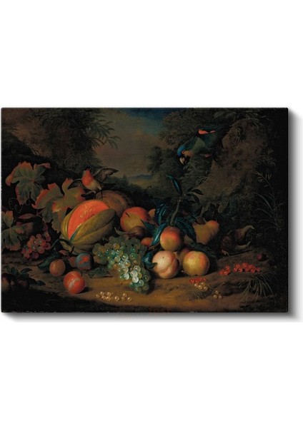 Abraham Brueghel - Egzotik Meyveler ve Kuşlar Kanvas Tablo fiyatları